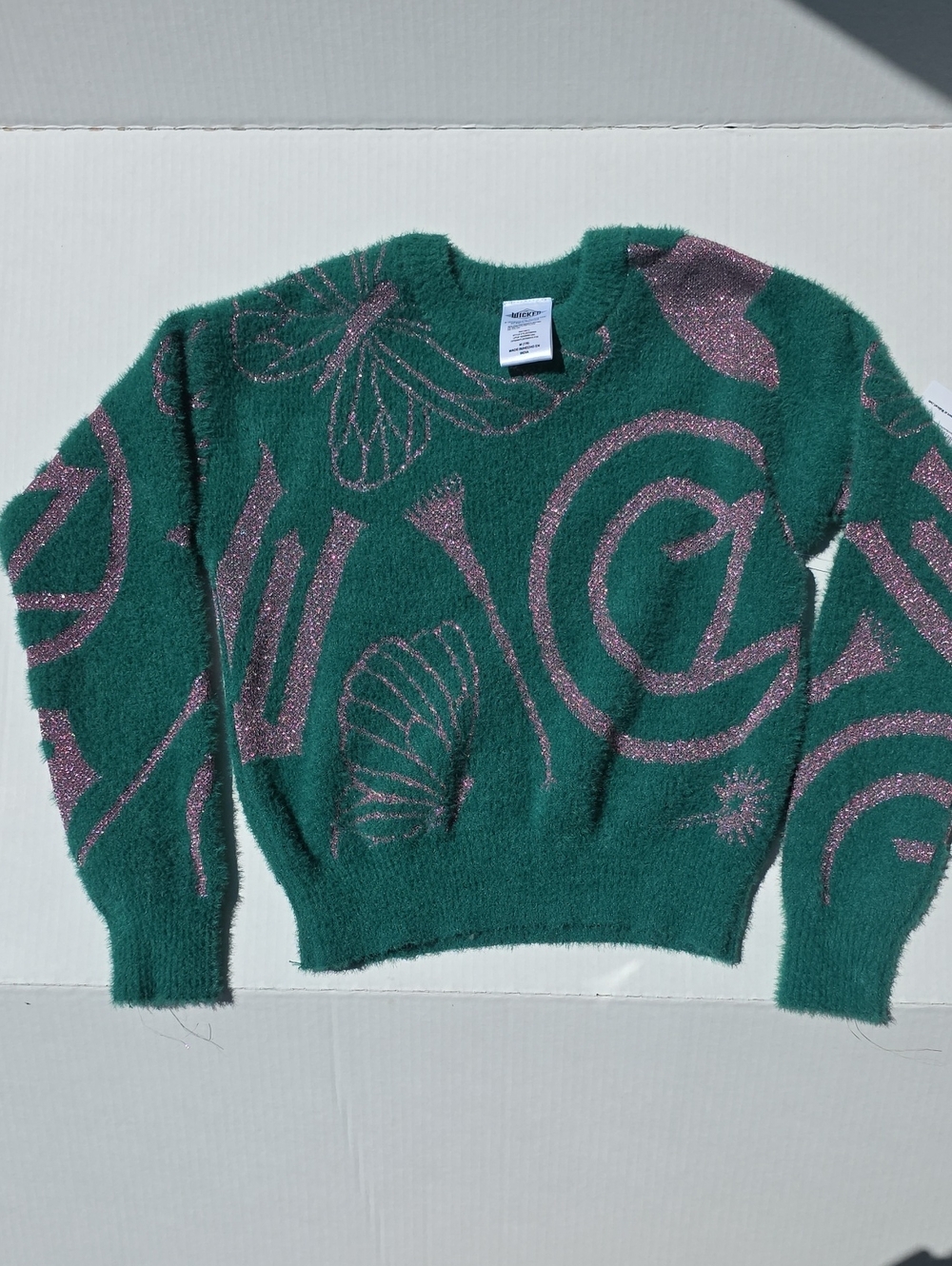 Wicked: For Good Girls Graphic Eyelash Knit Glitter Sweater